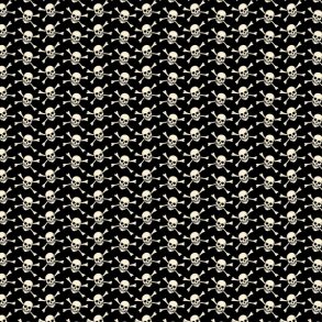 Vvet bomuld med kranie, sort med hvid