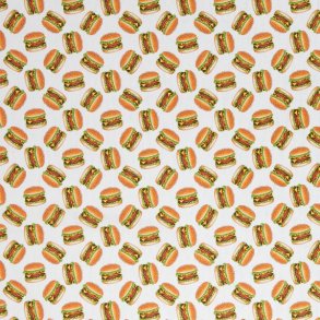 Vvet bomuld med burger, hvid