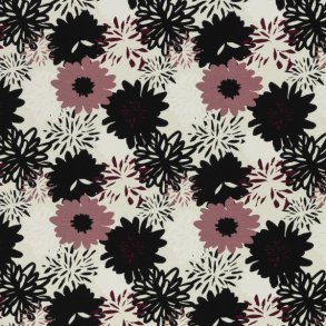 Bomuldsjersey med rosa og sorte blomster