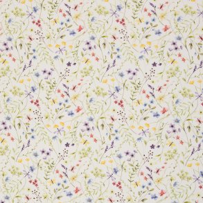 Bomuld stof med blomster og sommerfugle