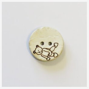 Kokos knap med bamse, 15 mm