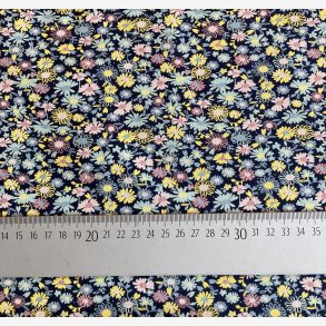 Bomuldsjersy, bl med sm blomster