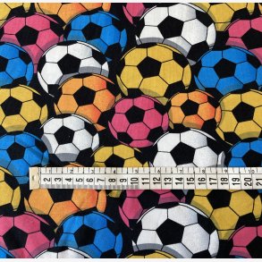 Bomuldsjersey med farverige fodbolde. Digitalprintet