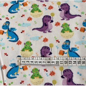 Bomuldsjersey med sde dinosaurer                                                             