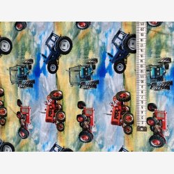 Bomuldsjersey med traktor. Digitalprintet